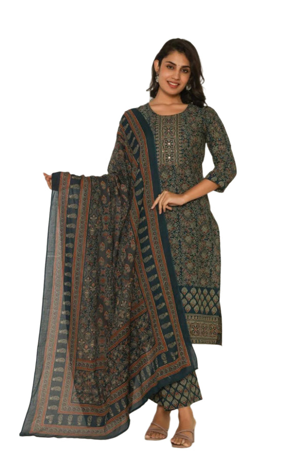 Women's Cotton Stitched Kurta/Kurti Pant with Dupatta