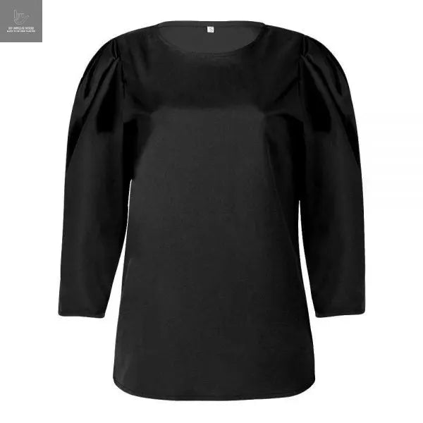 Casual Puff Sleeve Round Neck Solid Blouses BE UNIQUE WEAR