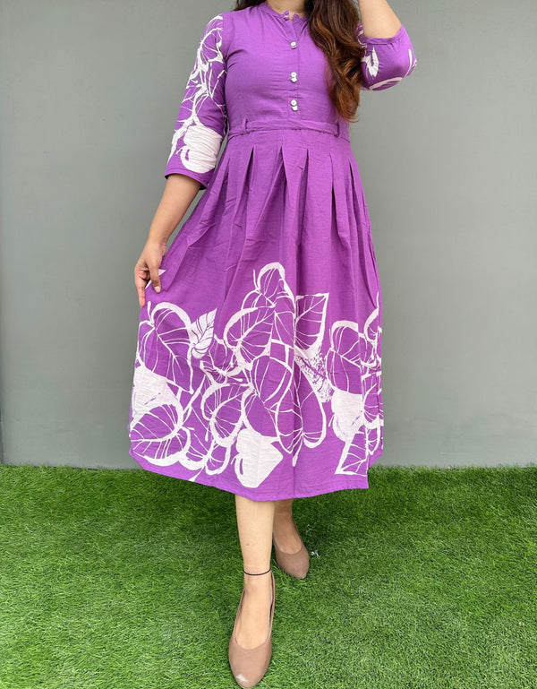 Lavender Cotton Flex Midi Dress