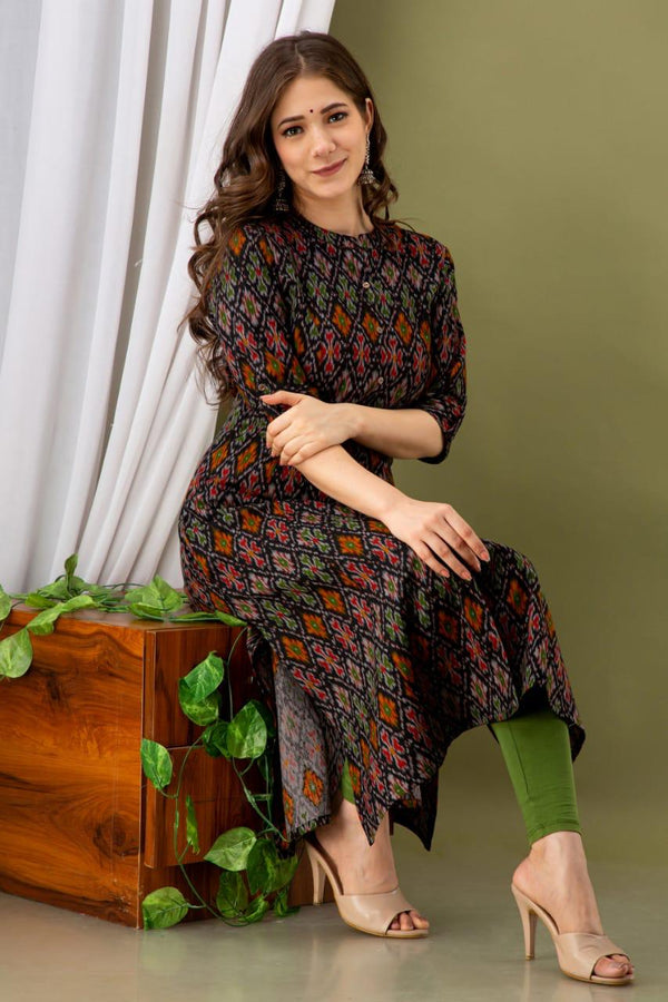 Patola Print Cotton Flex Princess Cut Kurti