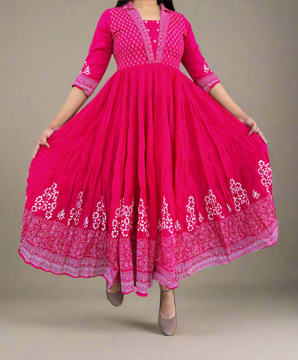 Hot Pink Sumer Specail Cotton Single Pcs Gown