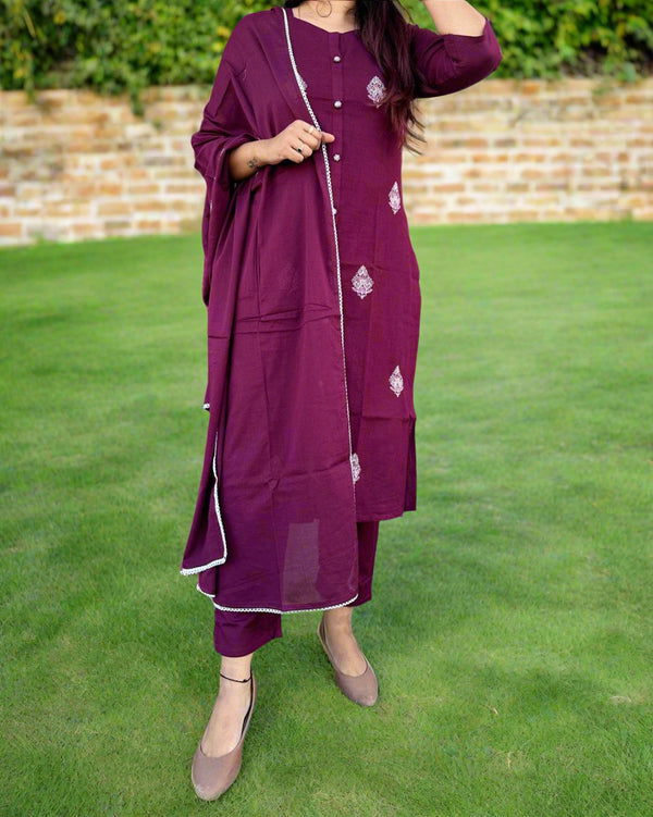 Maroon Indian Women 3pcs Dress Sets