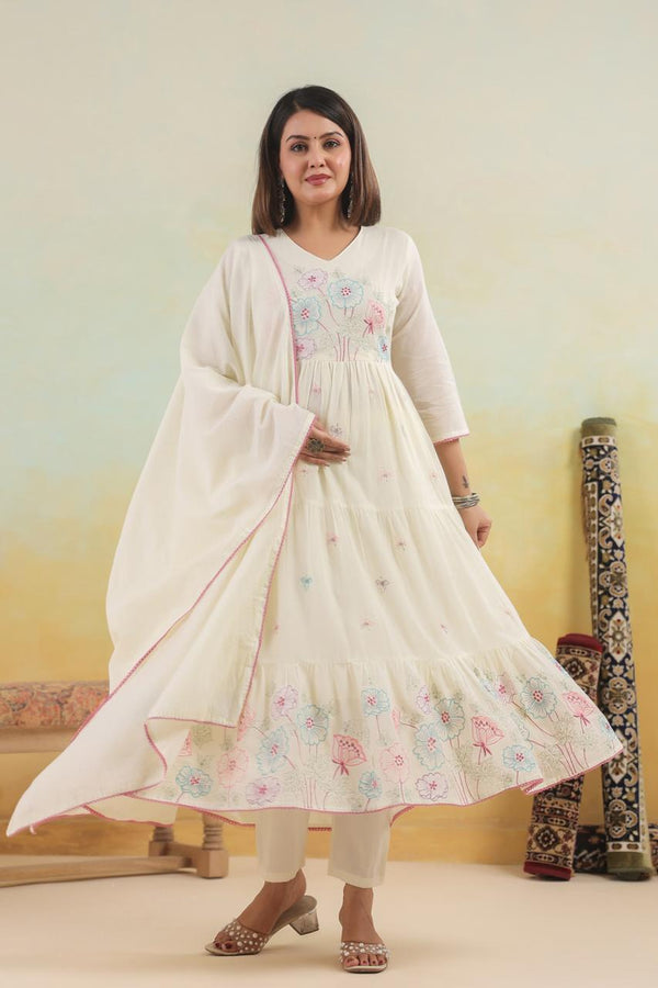 Anarkali Suit With Pant Dupatta Indian Women Ethic Wear