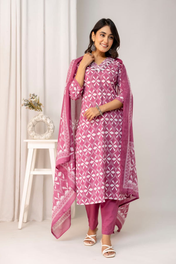 Light Pink Cotton Breathable Suit Set